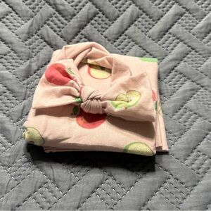 AngelFace Swaddle & Headband — Pink Fruit Print Kids Headband